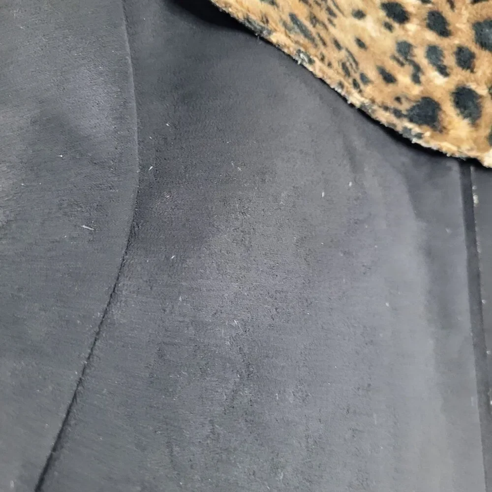 Vintage y2k black brown animal print quirky grunge chic clasp front jacket med